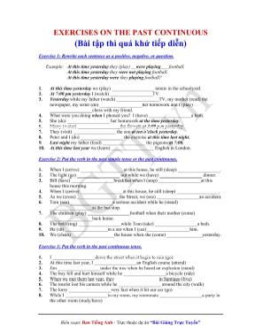 Bài tập thì Quá khứ tiếp diễn